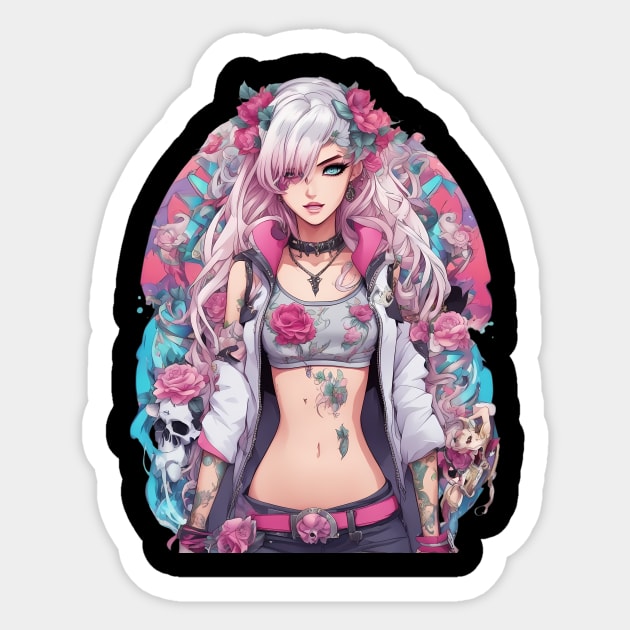 Warrior woman with a badass attitude Sticker by animegirlnft